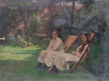 Two Women sitting in a Garden, c1900-1920. Creator: Arthur George Walker