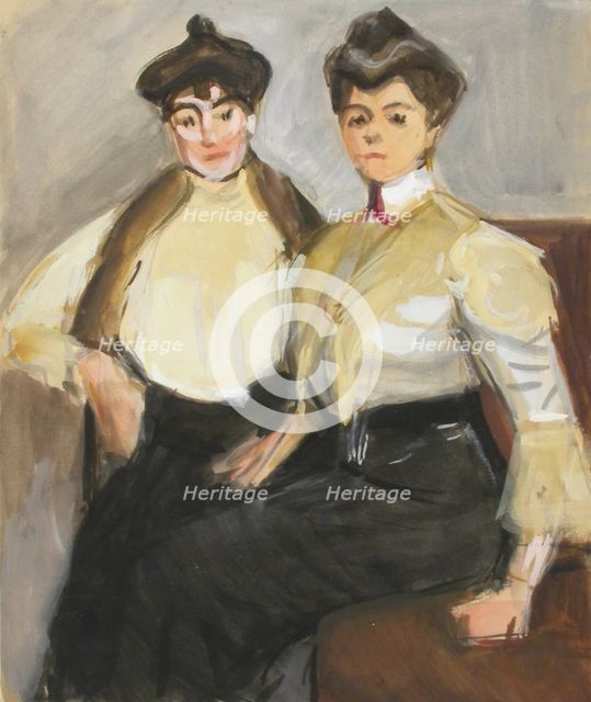Two women, sketch, c1910s. Creator: Verner Thome.