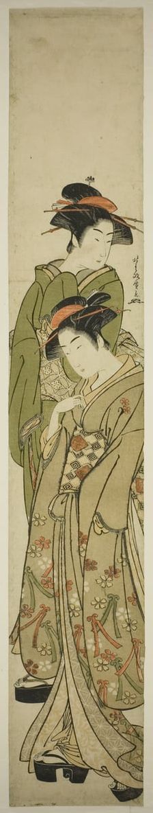 Two Women Taking a Stroll, Japan, c. 1781/89. Creator: Kitao Masanobu