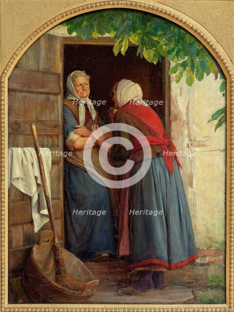 Two women talking, 1874. Creator: Carl Bloch.