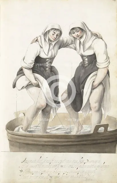 Two women treading laundry, c.1652-c.1653. Creator: Gesina ter Borch.