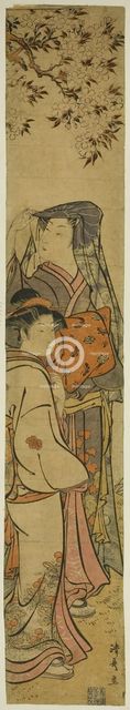 Two Women Viewing Cherry Blossoms, c. 1780. Creator: Torii Kiyonaga.