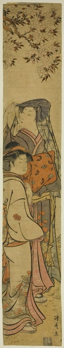 Two Women Viewing Cherry Blossoms, c. 1780. Creator: Torii Kiyonaga