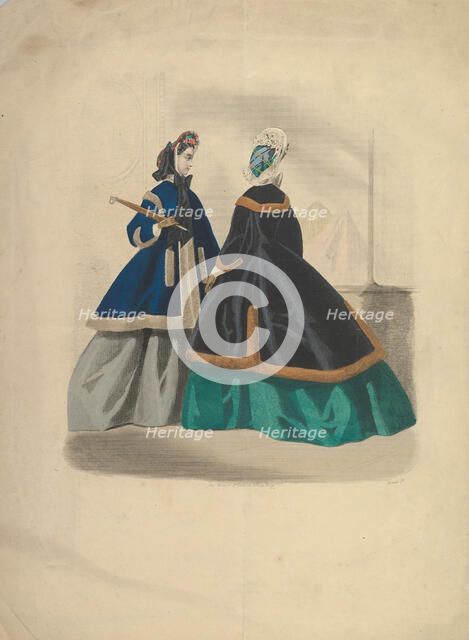 Two Women Wearing Coats, 1863-64. Creator: Unknown.