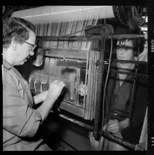 Two women weaving, 1966-1974. Creator: Eileen Deste