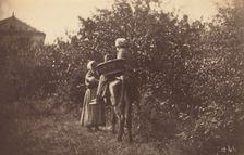 Two Women with Donkey, late 1870s. Creator: Auguste Giraudon