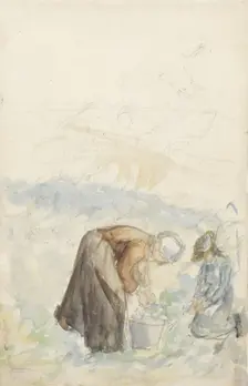 Two women working on the land, 1834-1911. Creator: Jozef Israels