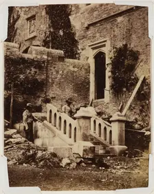 Two Workmen Constructing Exterior Stairs, c1870. Creator: Francis Edmund Currey