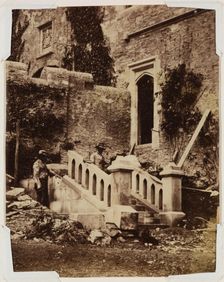 Two Workmen Constructing Exterior Stairs, c1870. Creator: Francis Edmund Currey