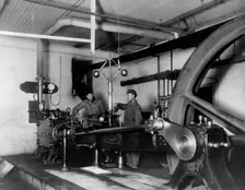 Two young men training in mechanical(?) engineering at Hampton Institute, Virginia, 1899 or 1900. Creator: Frances Benjamin Johnston