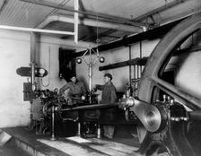 Two young men training in mechanical(?) engineering at Hampton Institute, Virginia, 1899 or 1900. Creator: Frances Benjamin Johnston
