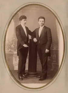 Two young men in civilian suits, 1892. Creator: Bogdanovich