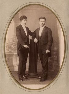 Two young men in civilian suits, 1892. Creator: Bogdanovich