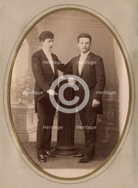 Two young men in civilian suits, 1892. Creator: Bogdanovich.