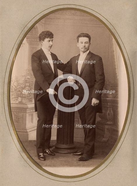 Two young men in civilian suits, 1892. Creator: Bogdanovich.