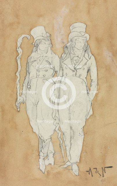 Two Young Men of Fashion (Standing), second half 19th century. Creator: Alphonse Marie Adolphe de Neuville (French, 1835-1885).