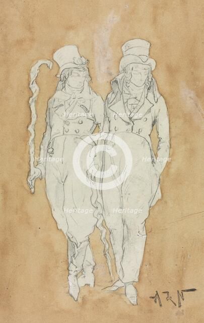 Two Young Men of Fashion (Standing), second half 19th century. Creator: Alphonse Marie Adolphe de Neuville (French, 1835-1885).