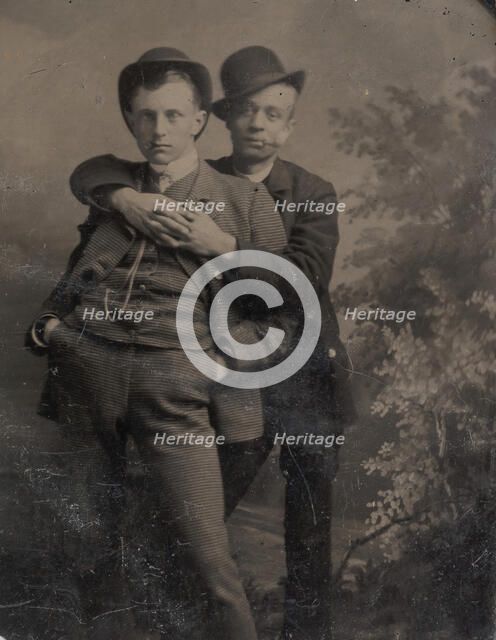 Two Young Men, One Embracing the Other, 1880s. Creator: Unknown.
