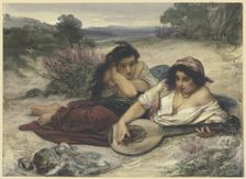 Two young Italian women lounging in the countryside, 19th century. Creator: Friedrick Karl Hausmann