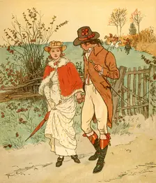 Two young lovers in a lane, c1880. Creator: Randolph Caldecott
