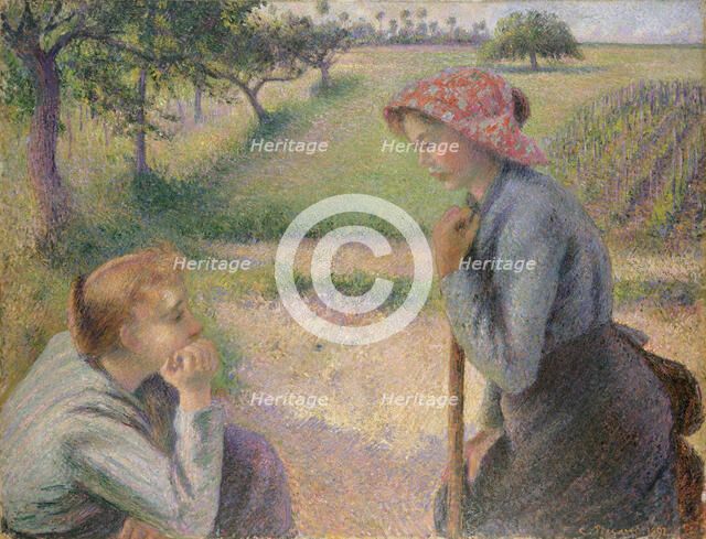 Two Young Peasant Women, 1891-92. Creator: Camille Pissarro.
