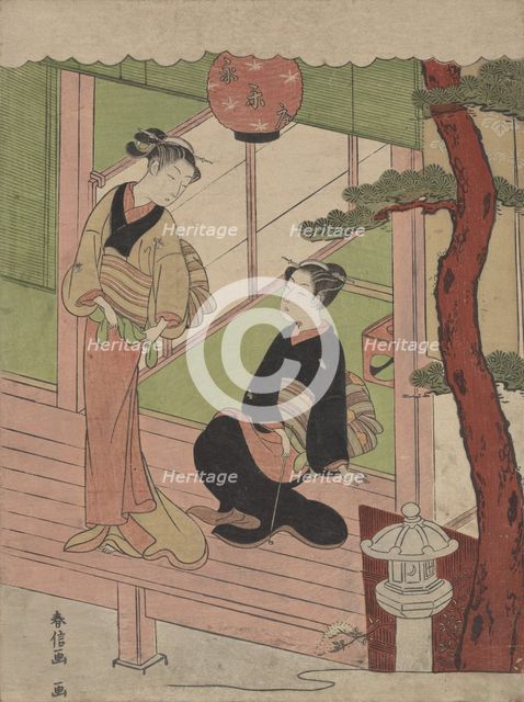 Two Young Women on a Verandah, ca.1766-70., ca.1766-70. Creator: Suzuki Harunobu.