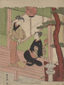 Two Young Women on a Verandah, ca.1766-70., ca.1766-70. Creator: Suzuki Harunobu