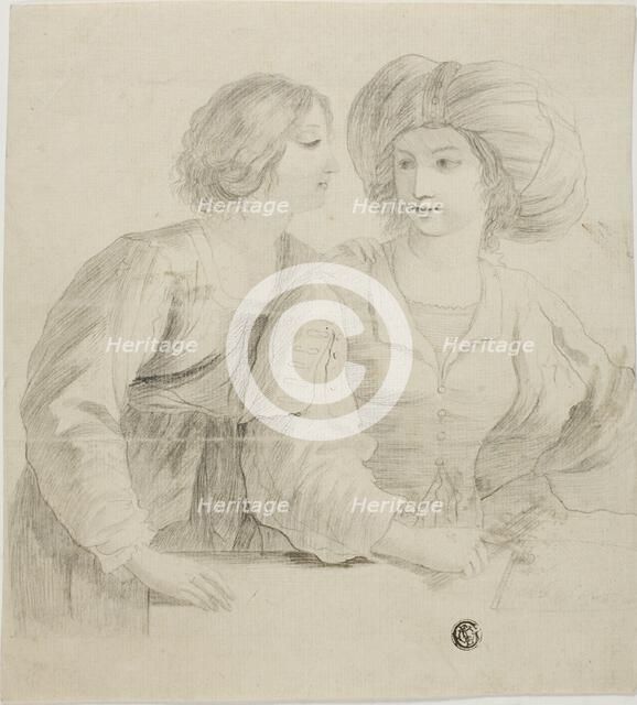 Two Young Women, One Wearing Turban, in Conversation, n.d. Creator: Unknown.