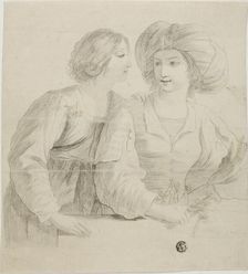 Two Young Women, One Wearing Turban, in Conversation, n.d. Creator: Unknown
