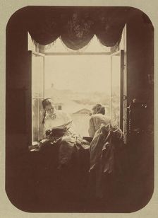[Two Young Women at Window], ca. 1870. Creator: Andrei Osipovich Karelin