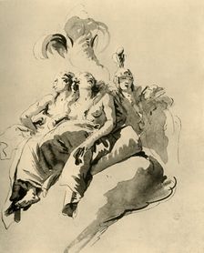 Two young Women and a Soldier mid 18th century, (1928). Artist: Giovanni Battista Tiepolo