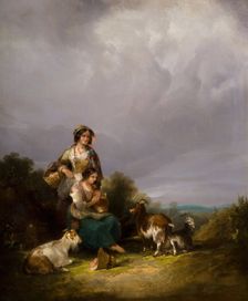 Two Young Women And Goats In A Landscape, 1870. Creator: William Shayer
