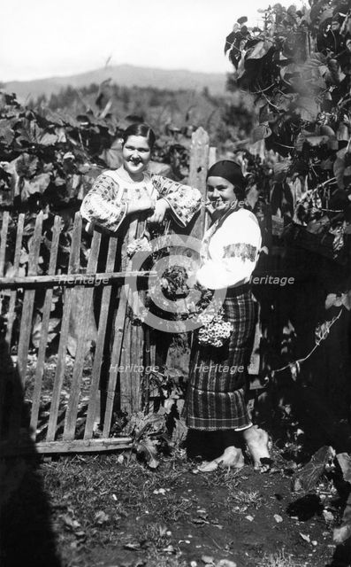 Two young women, Bistrita Valley, Moldavia, north-east Romania, c1920-c1945. Artist: Adolph Chevalier