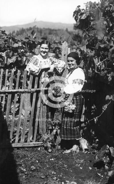 Two young women, Bistrita Valley, Moldavia, north-east Romania, c1920-c1945. Artist: Adolph Chevalier