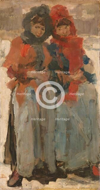 Two Young Women in the Snow, c.1890-c.1894. Creator: Isaac Lazerus Israels.