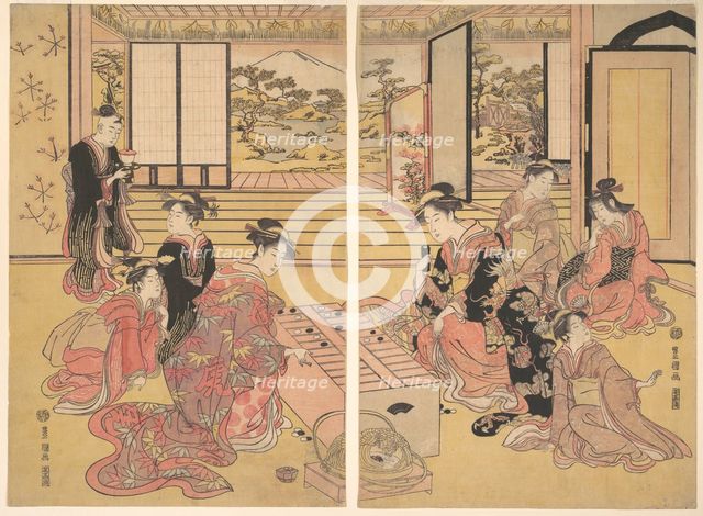 Two Young Women Playing a Game of Sugoroku. Creator: Utagawa Toyokuni I.