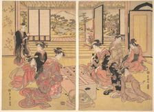 Two Young Women Playing a Game of Sugoroku. Creator: Utagawa Toyokuni I