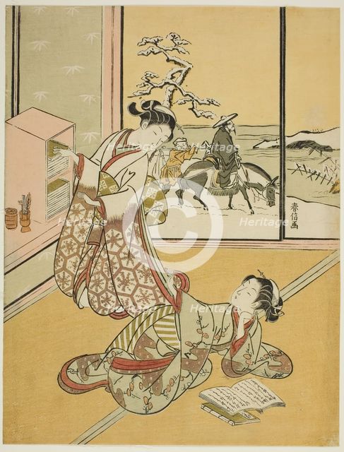 Two Young Women Reading Books, c. 1767/68. Creator: Suzuki Harunobu.