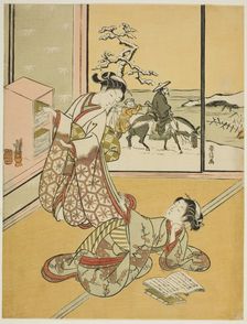 Two Young Women Reading Books, c. 1767/68. Creator: Suzuki Harunobu