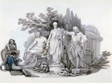 Two Youths contemplating Statues of Demosthenes, Cicero and Pitt c1780-1848. Artist: Edward Francis Burney