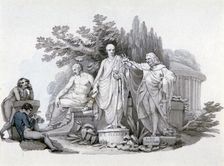 Two Youths contemplating Statues of Demosthenes, Cicero and Pitt c1780-1848. Artist: Edward Francis Burney