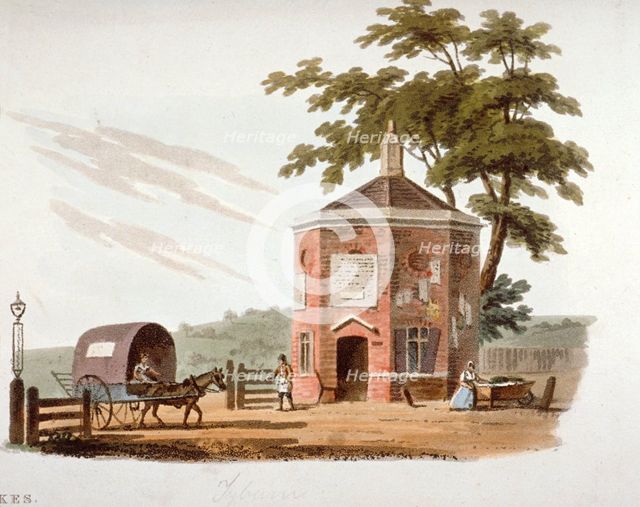 Tyburn turnpike, London, 1812. Artist: William Pickett