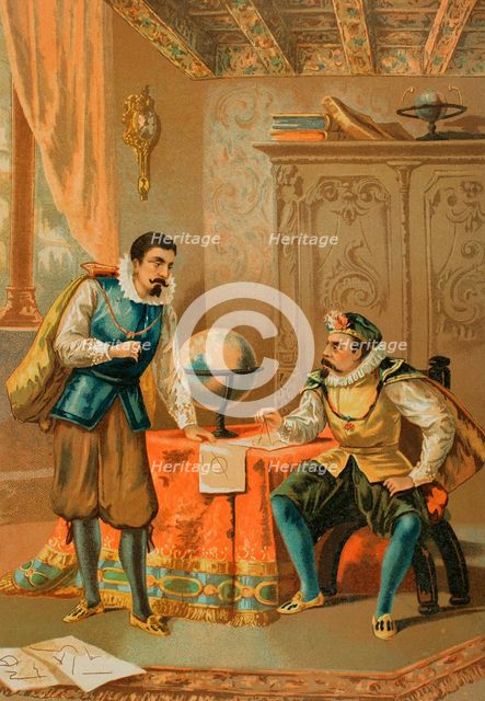 Tycho Brahe and Johannes Kepler in the observatory in Prague, 1886. Creator: Unknown.