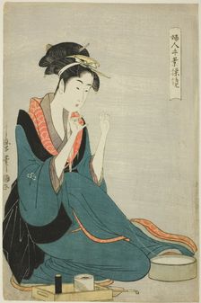 Tying Thread, from the series Women’s Handicrafts: Models of Dexterity" ("Fujin tewaza..., c1797/98 Creator: Kitagawa Utamaro