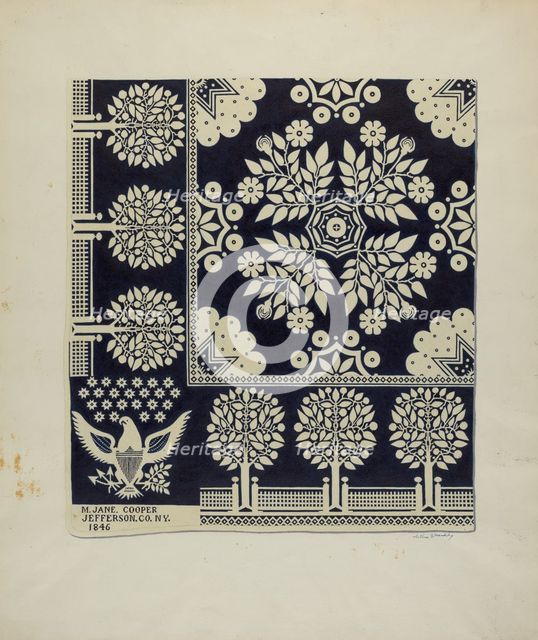 Tyler Coverlet, c. 1940. Creator: Merkley, Arthur G..