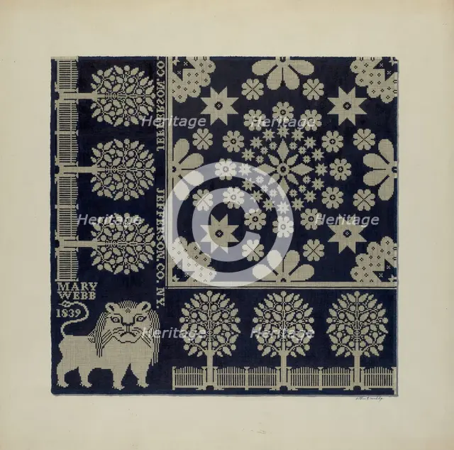 Tyler Coverlet, c. 1942. Creator: Merkley, Arthur G..