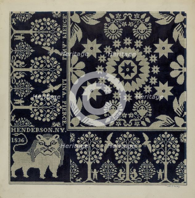 Tyler Coverlet (Section), 1935/1942. Creator: Merkley, Arthur G..