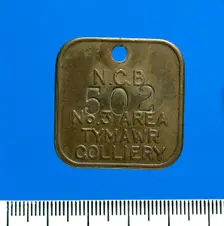 Tymawr Colliery, lamp check (brass), after 1947. Creator: Unknown