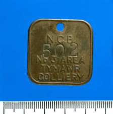 Tymawr Colliery, lamp check (brass), after 1947. Creator: Unknown