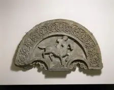 Tympanum with a Horse and Rider, second half 14th century. Creator: Unknown